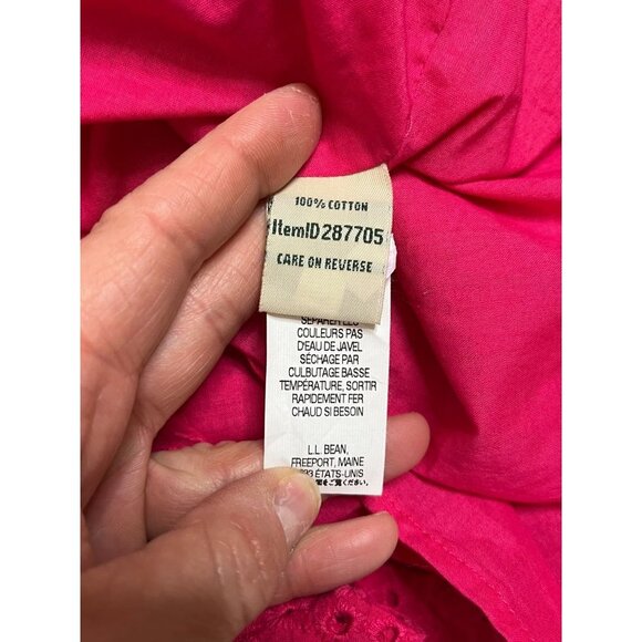 L.L. Bean Hot Pink Eyelet V-Neck Cotton A-Line Dress Size 8 - Picture 8 of 8